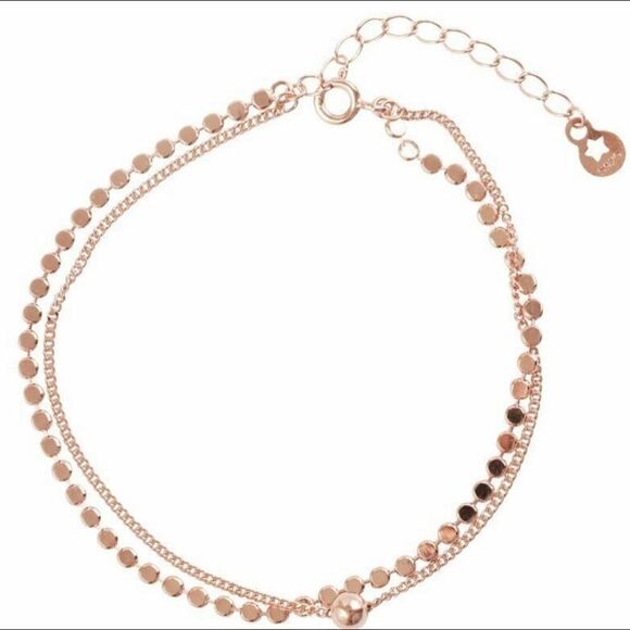 Rose Gold Plated Double Layer Chain Bracelet - Picture 1 of 3
